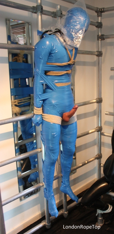 Blue Bagged Breath Controlled Mummified Guy