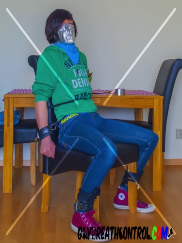 Emo Bound To Chair, Sniffing and Duct Tape Breath Controlled