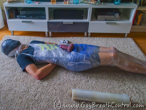 Emo Mummified Breath Control with Swim Cap and ESTIM