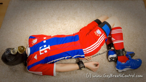 EmoBCSMSlave Soccer Hogtied and Gasmasked