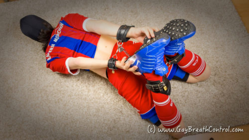 EmoBCSMSlave Soccer Hogtied and Gasmasked